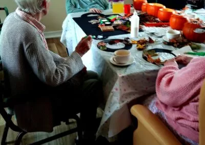 Residents enjoying preparation for halloween