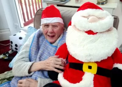 Resident with toy santa