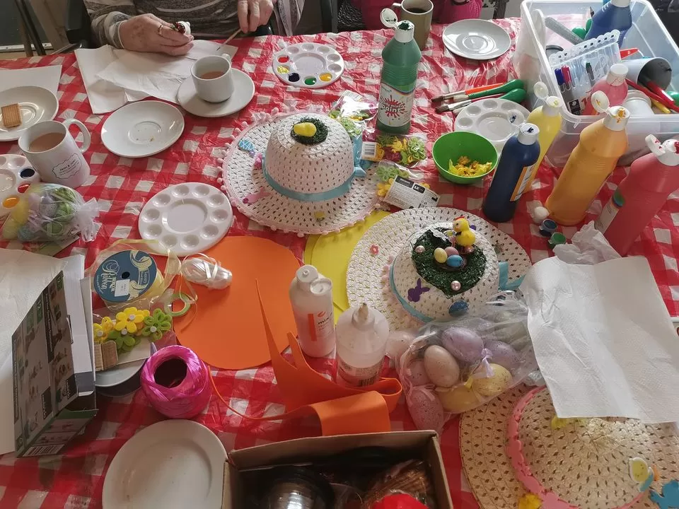 Easter is coming and the residents enjoyed an afternoon of making cards, painting ceramic figures and topping up the Easter bonnets.